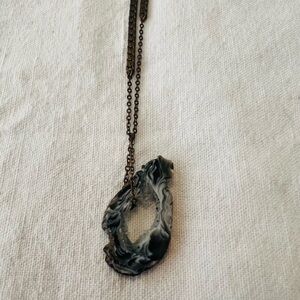 Geode and brass necklace handmade